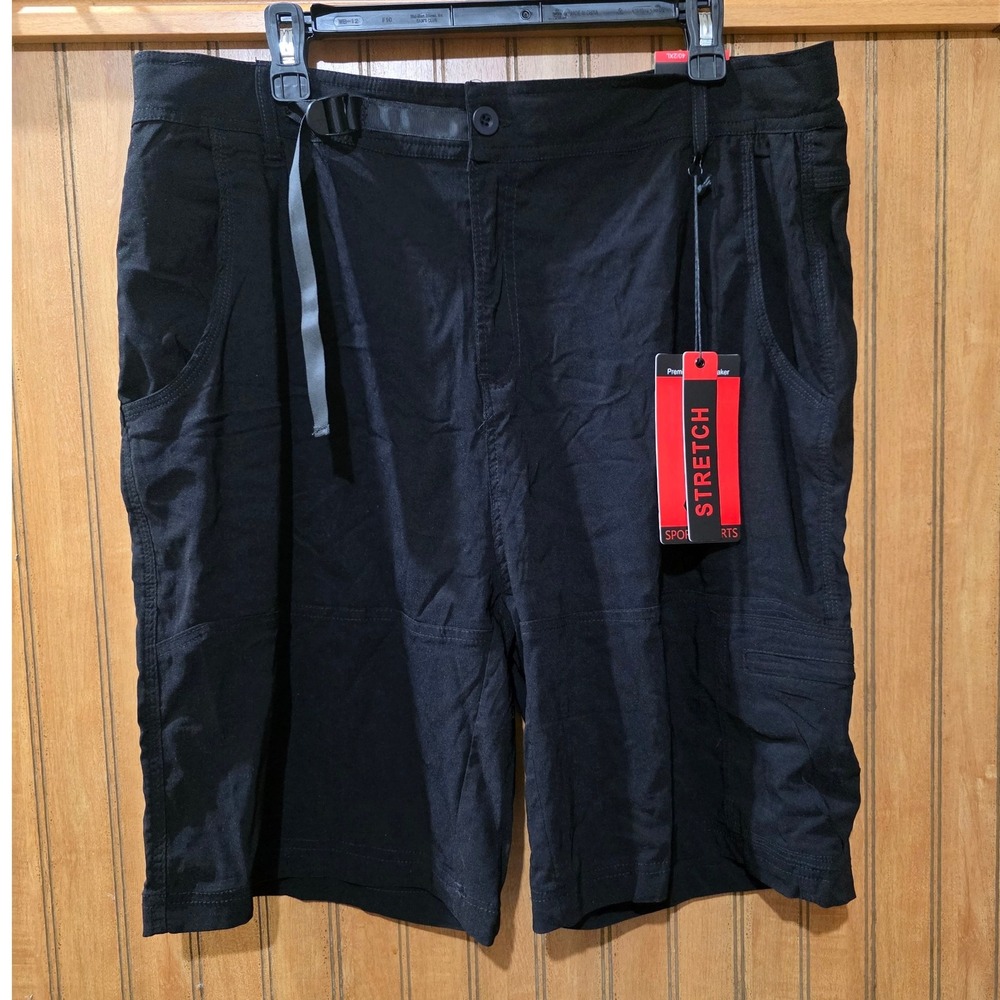 Rambler 1985 Stretch Cargo‎ Shorts Belted Comfort Fit Black Size 40/2XL